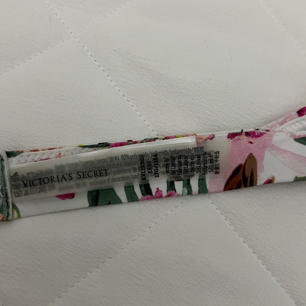 4 pc Victoria's Secret Floral Tropical Print Bikini Set in Pink, Green, White - Picture 10 of 14
